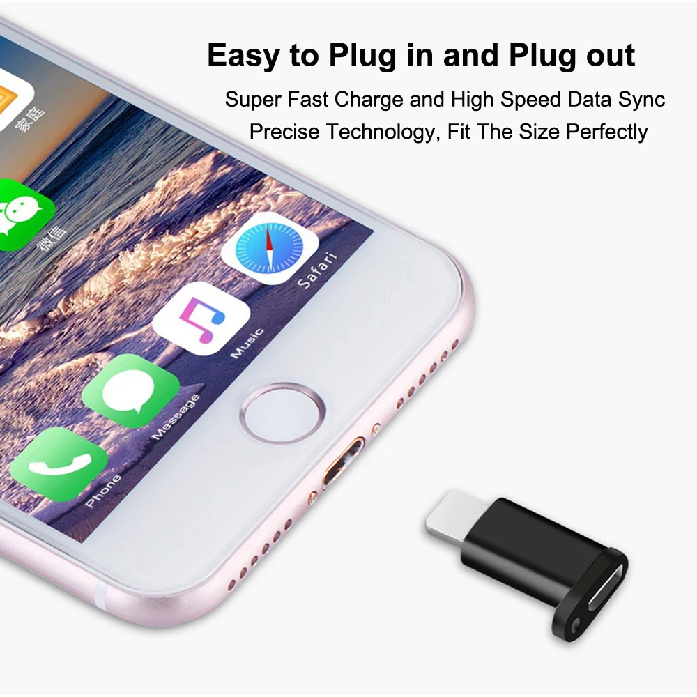 VOXLINK Adapter Micro USB To Lighting 8Pin For Apple Adapter With Key Chain For iphoneX XS XR 6 7Plus Sync Charger OTG Converter