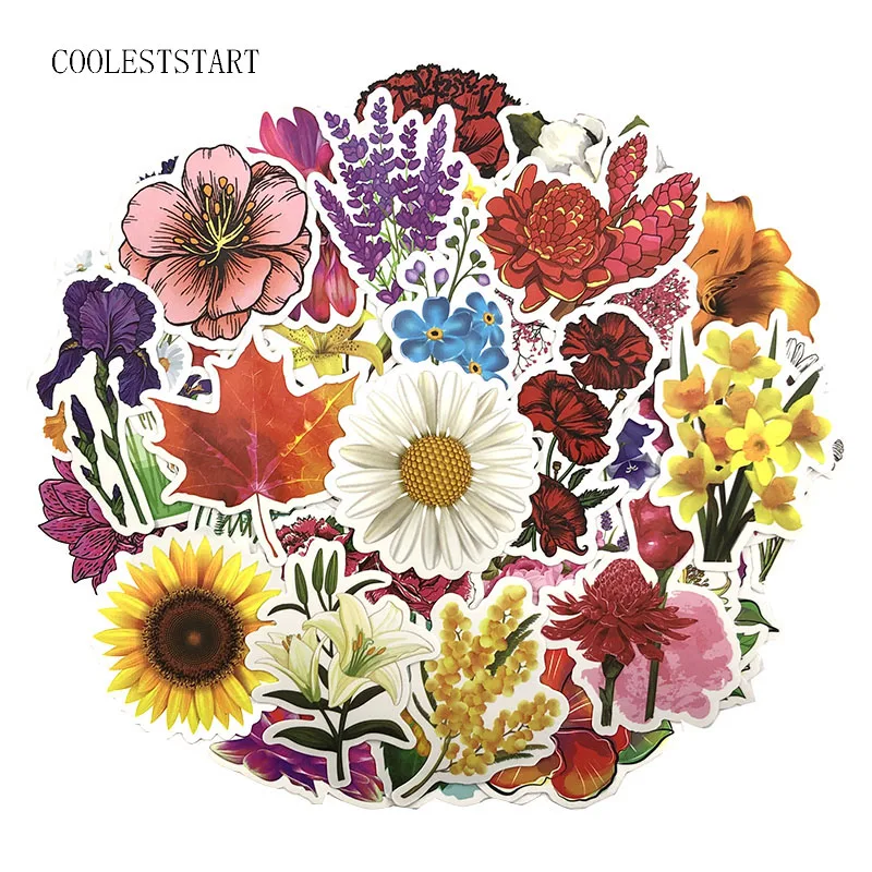 

50Pcs/Pack Fresh Flower Graffiti Stickers For Luggage Laptop Refrigerator Motorcycle Skateboard Pegatinas