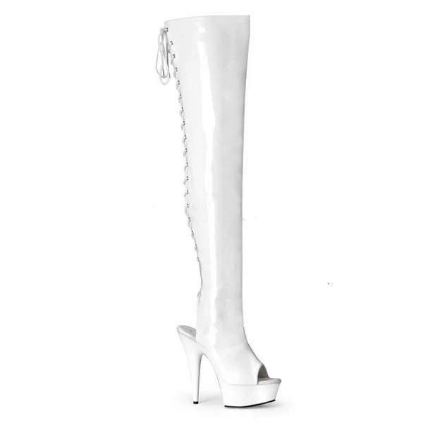 New stye Pole Dance ladies platform shoes 20cm High Heel Peep Toe Strappy thin over the knee Boots nightclub queen women botas