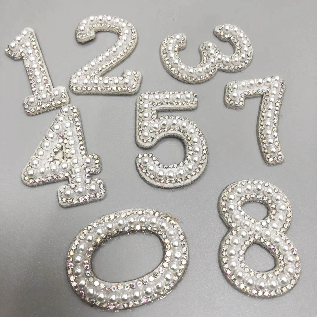 1Set Beads Number Iron Sew On Patches Appliques For Kids Clothing Hat Diy Sewing Garment Apparel Accessories | Дом и сад