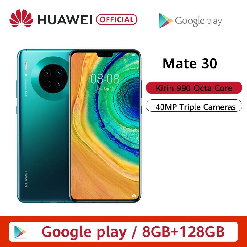 Оригинальный huawei mate 30 смартфон 40MP Тройная задняя камера 6 62 ''полный экран Kirin 990