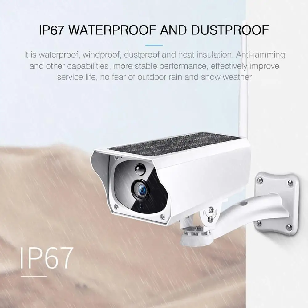  WIFI Wireless Solar Powered Surveillance IP Camera 1080P Waterproof Night Vesion Intercom Indoor Ou