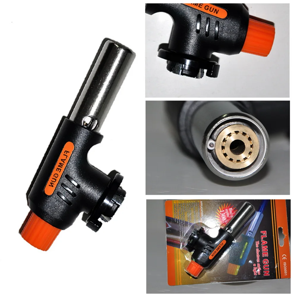 Portable Gas Welding Torch Flamethrower Burner Butane Automatic Ignition Baking Fire Gas Blow Torch Airbrush Outdoor BBQ Tool