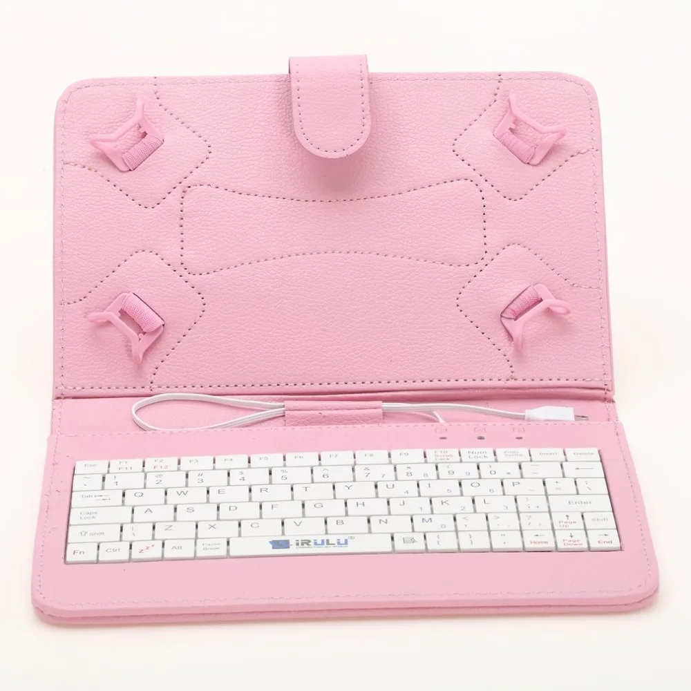 

7 Inch Four Button Mobile Phone Tablet Android Wired Keyboard Leather Case Pink (Us Standard Edition)
