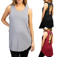 Костюм-платье для досуга без рукавов жилет Футболка свободная футболка для беременных женская одежда топы для беременных Одежда из полиэстера