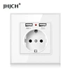 JHJCH EU power socket, plug with 2.1a 16A USB charging port, glass panel, Russian Spanish power socket ► Photo 3/6