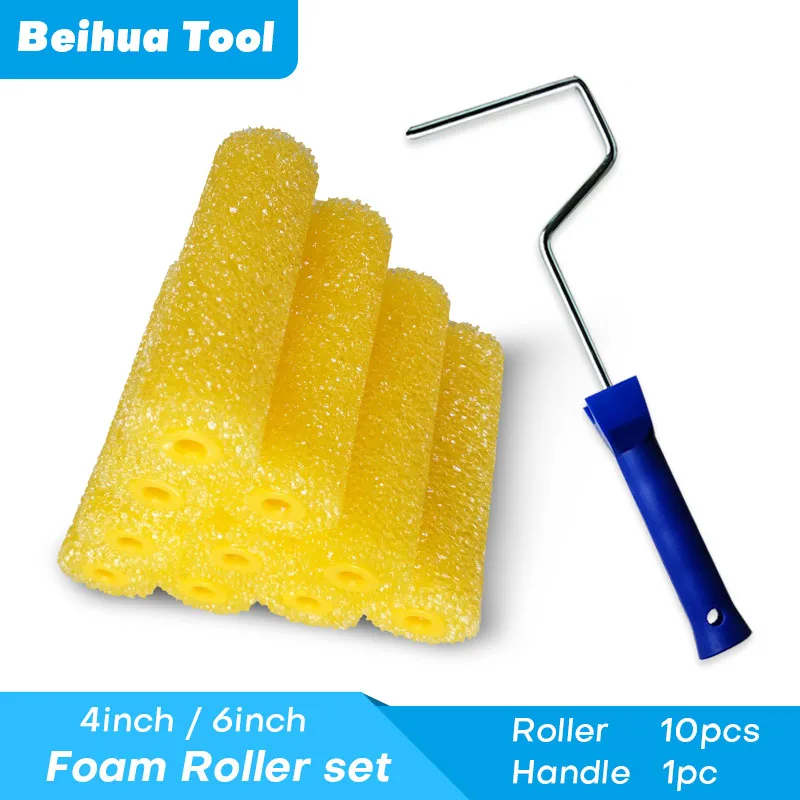 11 개/대 4 인치 6 인치 폼 롤러 브러시 키트 Roller10pcs + Handle1..