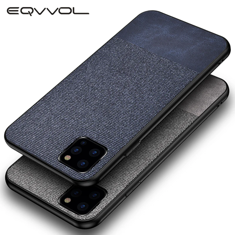 Eqvvol Fabric Cloth Splice Pattern Case For iPhone 11 Pro MAX X XR XS Luxury Canvas Back Cover 7 8 6 6s Plus 10 Cases | Мобильные