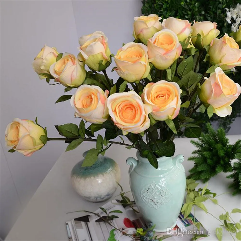 24" (60cm) Length Upscale Artificial Silk Rose Flower Carft Ornament For Home Display Wedding Decoration 20pcs/lot | Дом и сад