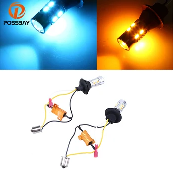 

POSSBAY DRL Turn Signal Lights BAY15S 1156 LED 12V Car Light Dual-Color 20 SMD LED Turn Signal Brake Lights Car External Light
