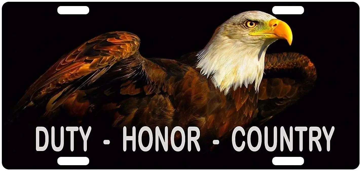 

yunsu Veteran Duty Honor Country Military Emblem Eagle License Plate,car Decor Personalise Tag,Novelty Car Front License Plate