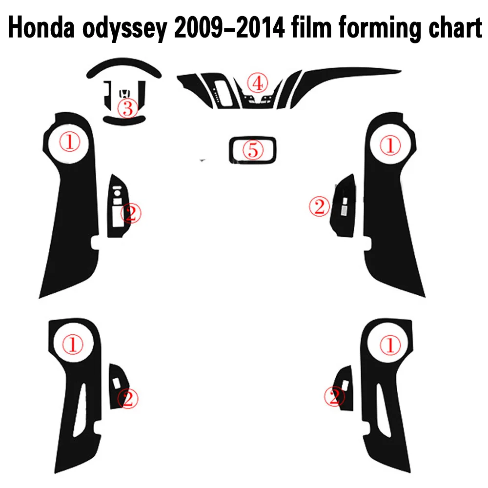 Для Honda Odyssey 2009- внутренний центральный Управление Панель дверные ручки 3D/5 мм Углеродистой волокно наклейки для автомобиля для укладки волос вырезанные из винила