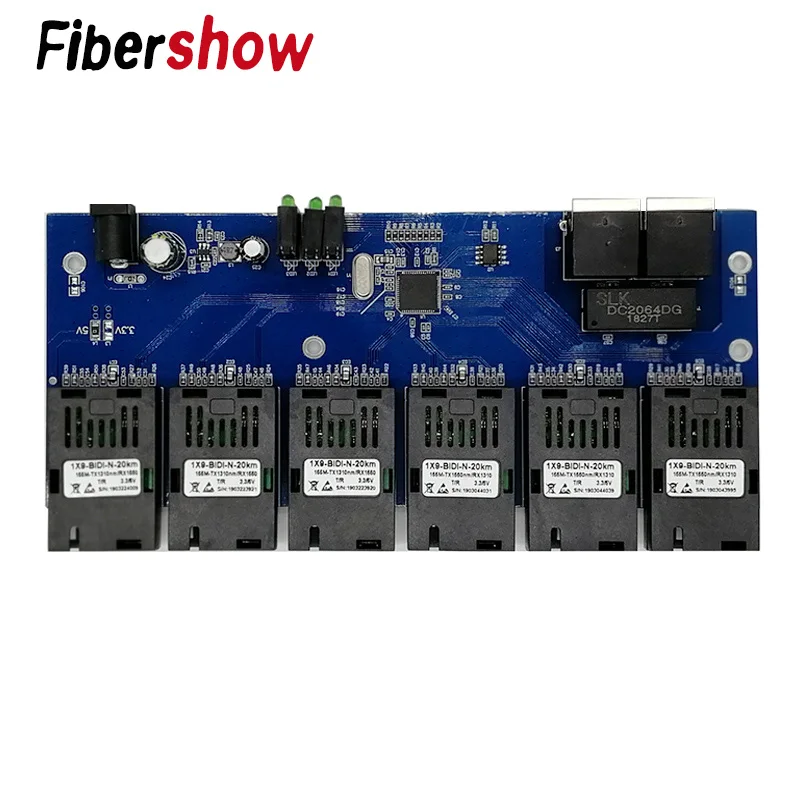 2 RJ45 6 155 м волоконный порт коммутатор для высокоскоростной сети Ethernet конвертер 20 км Ethernet волоконно-оптический медиа конвертер 10/100 м PCBA
