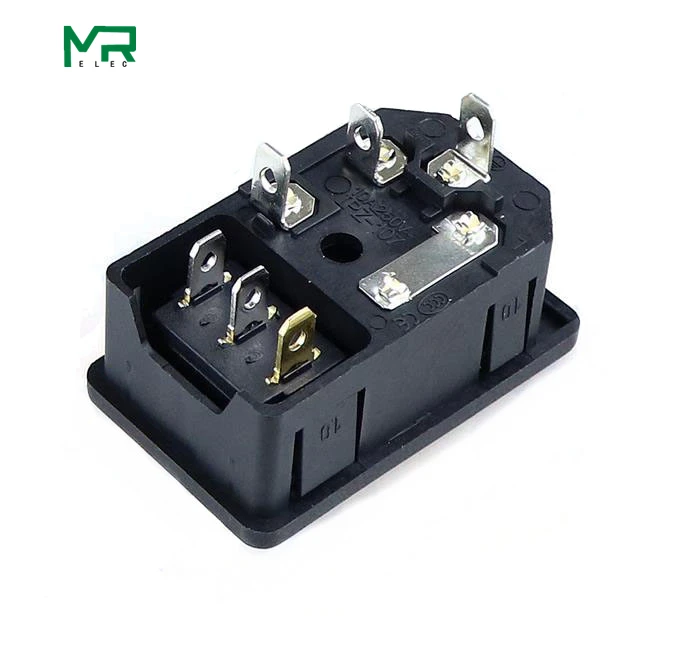 Розетка питания с красной лампой на 10 А 250 В переменного тока 3 контакта iec320 C14|fuse