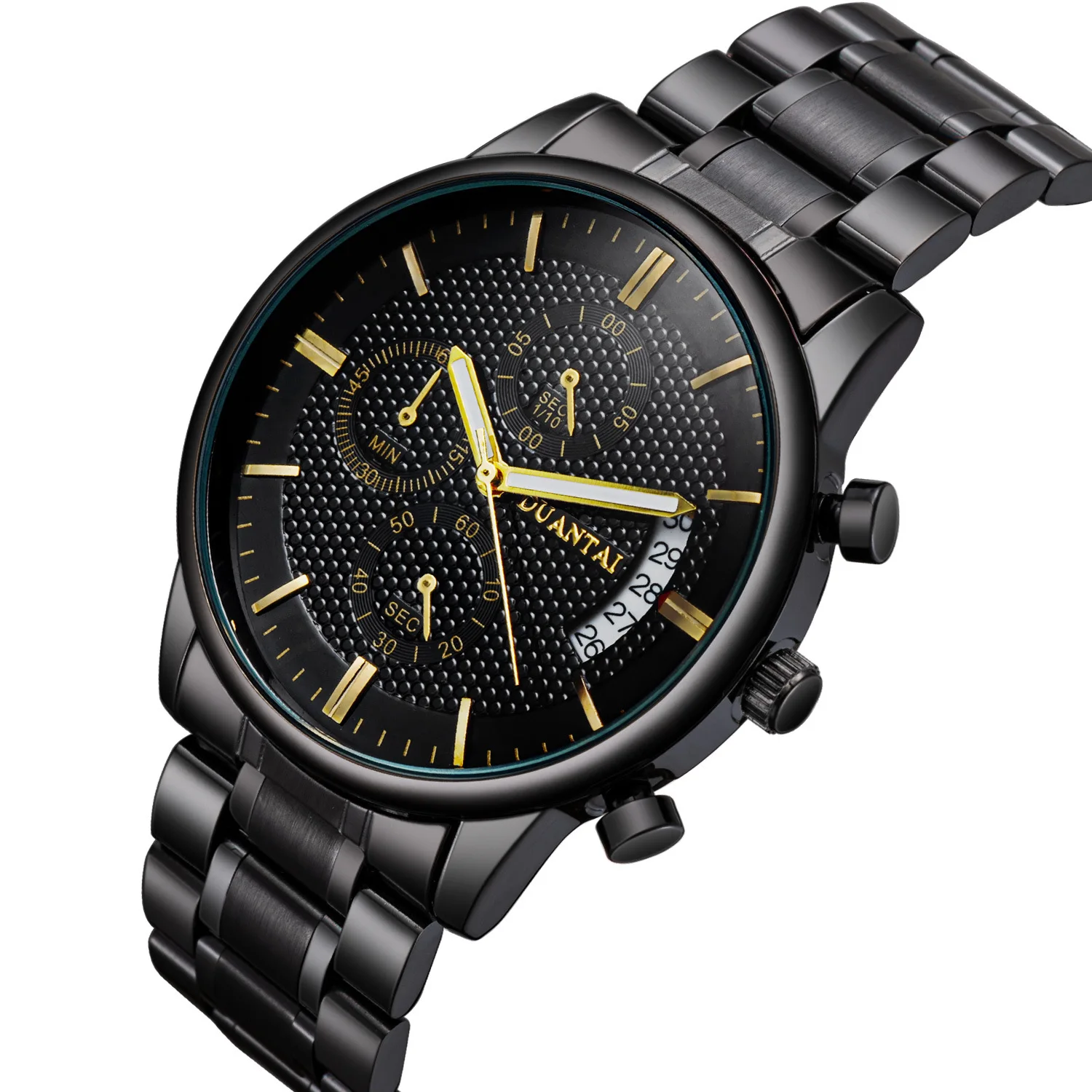 

Duantai Solid Steel Belt Three-Eyed Six-pin Multi-functional with Calendar Quartz Watch Watrproof Watch