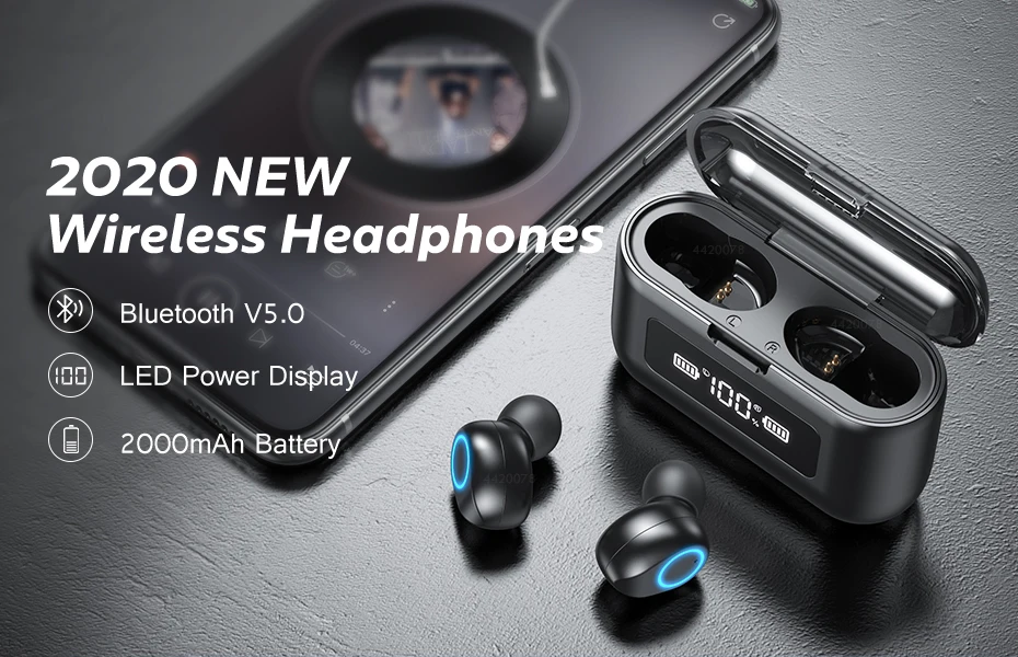 Wireless Bluetooth Earphone with Microphone Sports Waterproof Wireless Headphones Headsets Touch Control Music Earbuds For Phone