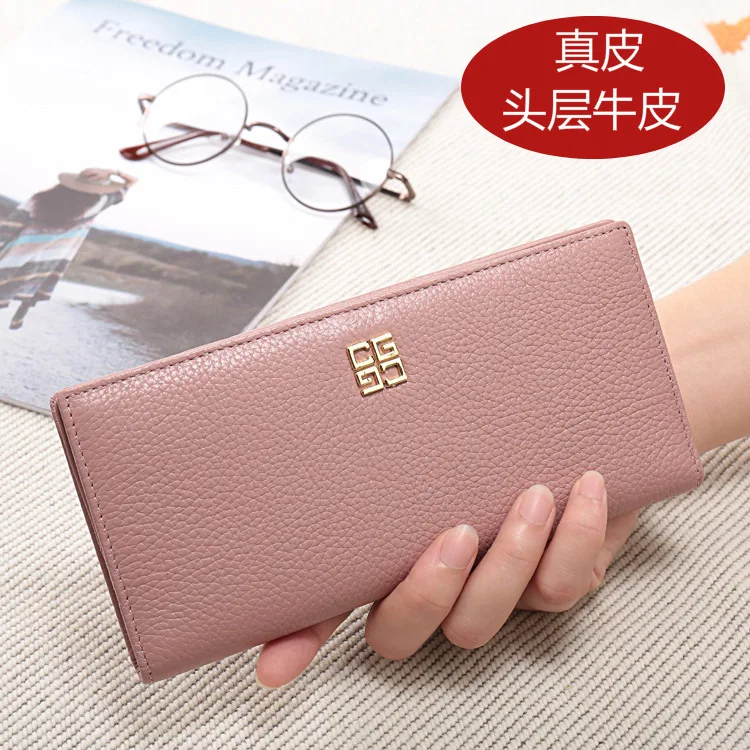 

2019 new Korean version of the first layer of cowhide long wallet soft leather ultra-thin leather wallet simple fashion