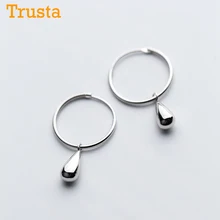 Trusta,, 925, твердая серьга-гвоздик капля из настоящего серебра, серьги для девочек, подарок для подростков, женские модные ювелирные изделия DA36