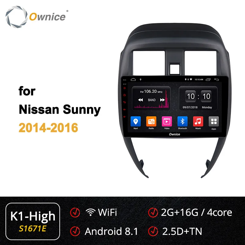 S1671 K1-High Ownice K1 K2 K3 K5 K6 10," 2 GB ram Восьмиядерный Android 9,0 Автомобильный DVD Радио для Nissan Sunny 4G LTE 360 pano ram a DSP - Цвет: S1671 K1-High