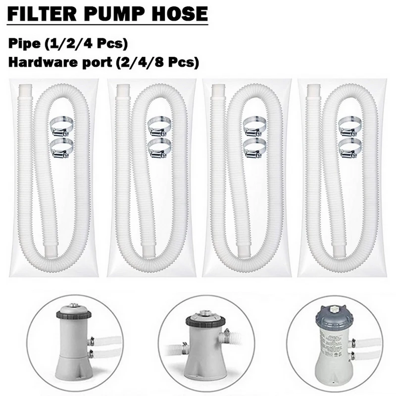 

DIDIHOU Accessory Pool Pump Replacement Hose Filter Pump Hose with Metal Clamps for Above Ground Pools Diameter White