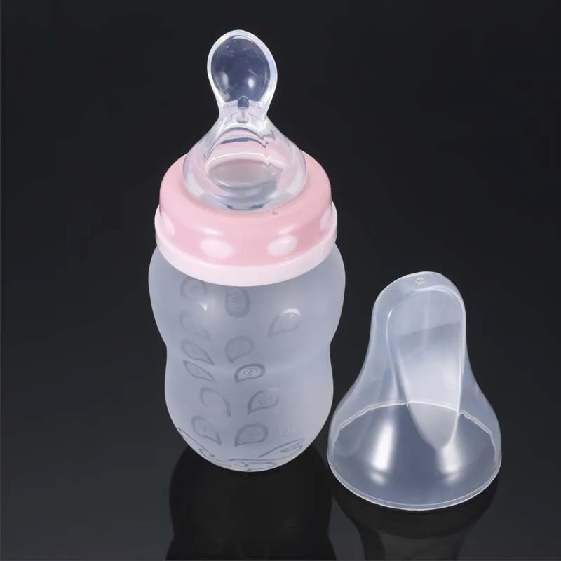 Pink bottle only 180 мл Экструзионная чашка для кормления ребенка с ложкой, силиконовая добавка для детского питания, рисовая паста, бутылочка для кормления, 2 соски, соска - Цвет: Pink bottle only