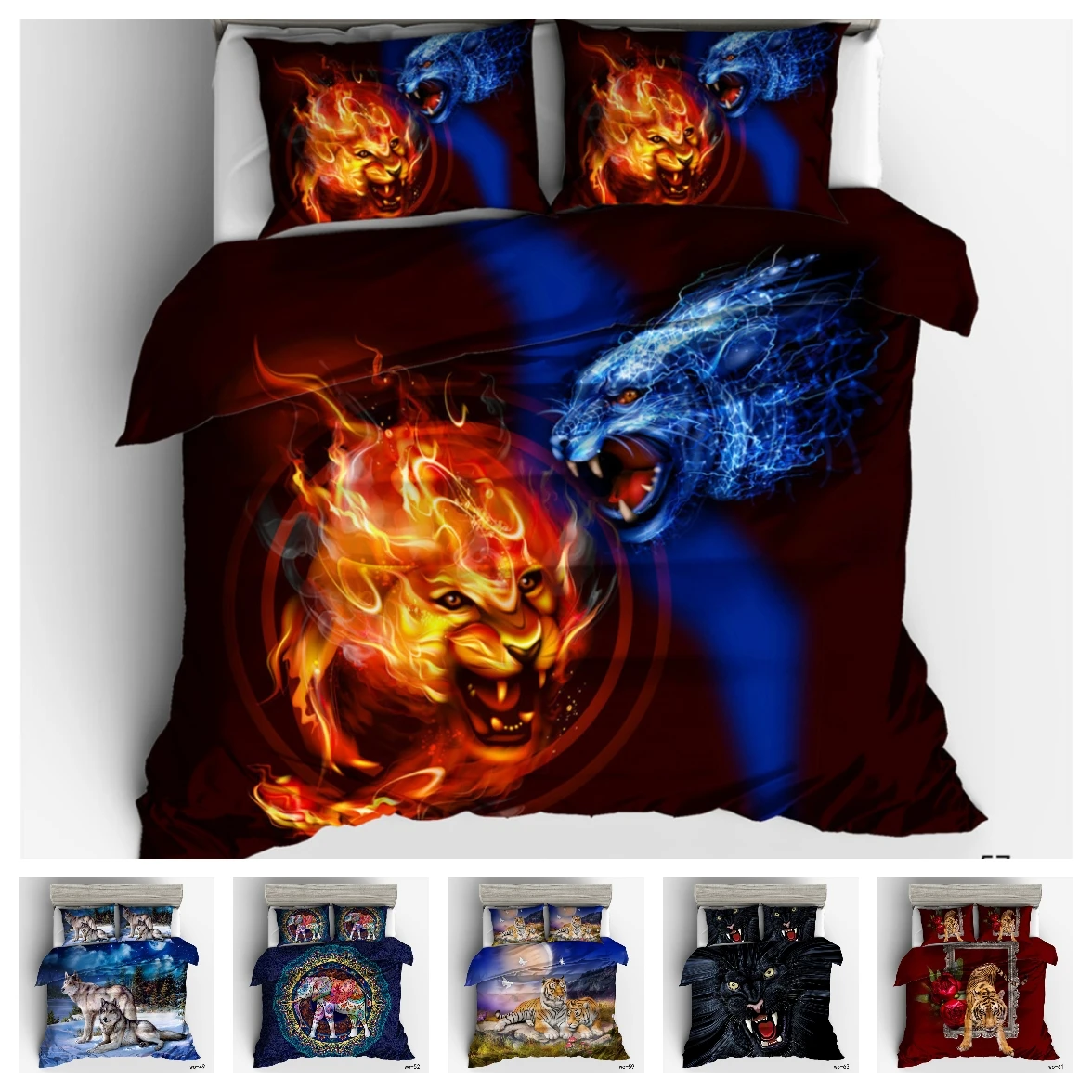 

2/3pcs 10 Patterns 3d Digital Animals Printing Duvet Cover Set 1Quilt Cover +1/2 Pillowcases Single Twin Double Full Queen King