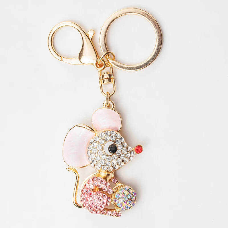 CHY-5412Pink EASYA милые стразы брелок с мышью прекрасный кристалл животное Подвеска Шарм для сумки автомобиля брелок ювелирные изделия подарок - Цвет: CHY-5412Pink
