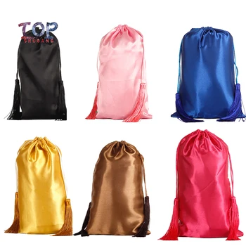 

Blank Stock Satin Bags Wig Silk Wrap Bag Women Extension Packaging Bag Satin Silk Hair TasselBag