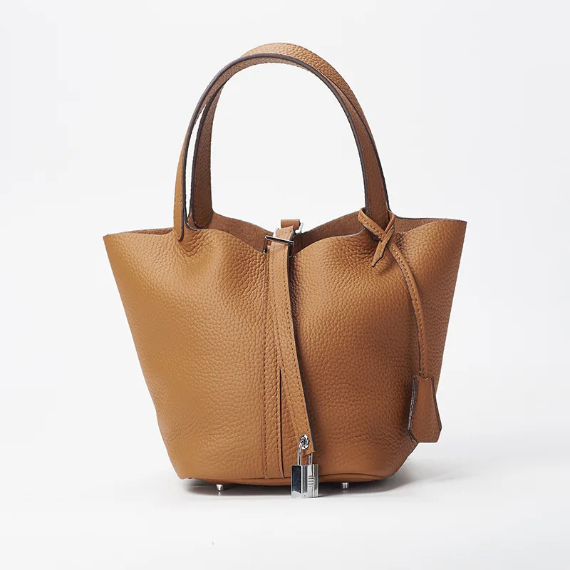 

Basket Bag Head Leather Mini Bag Casual Handbag Leather Women's Bag Classic Minimalist Bucket Bag