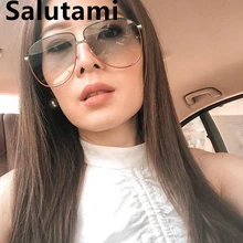 Мужские солнцезащитные очки с овальной оправой из сплава зеленого и красного цвета,, брендовые солнцезащитные очки с градиентом больших размеров, женские солнцезащитные очки, авиаторские очки Oculos Feminino