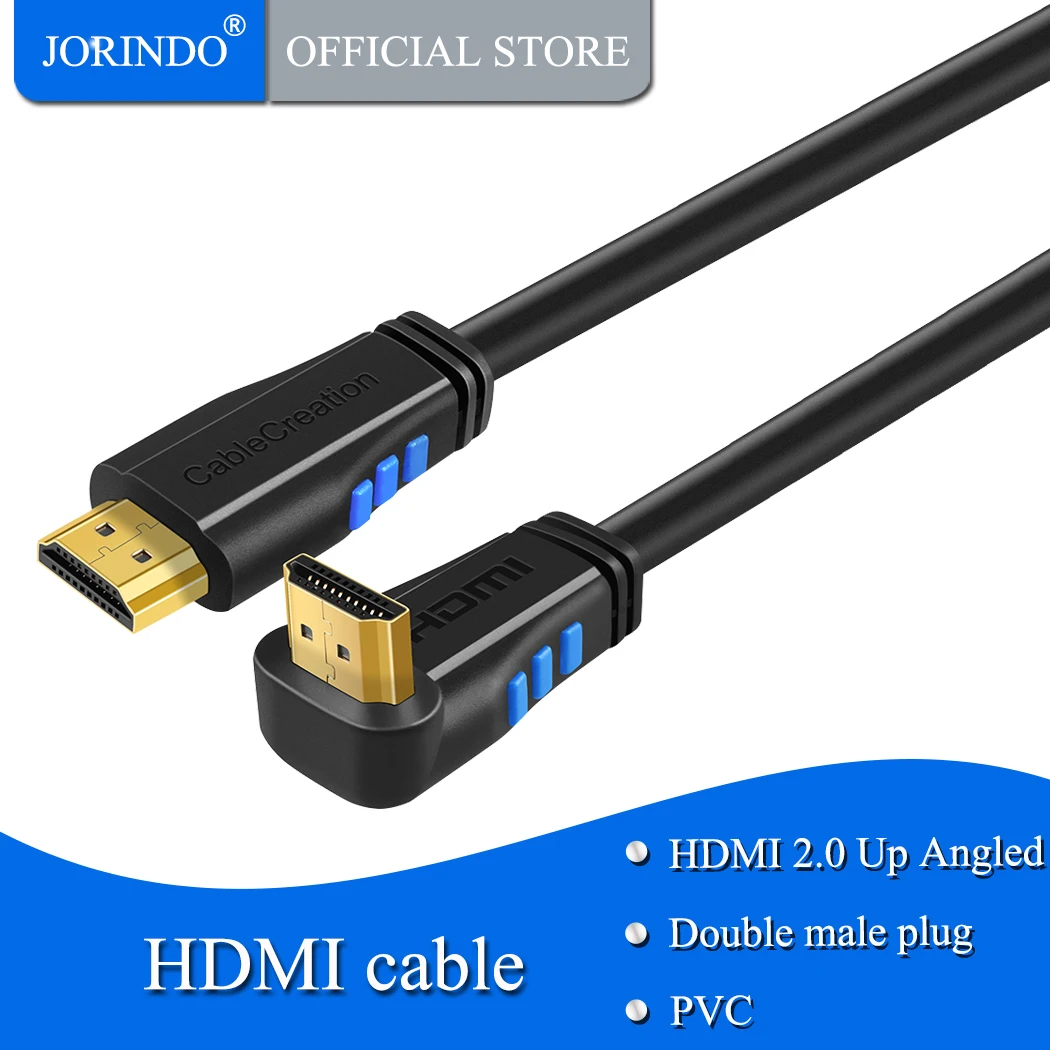 HDMI Cable 90 Degree JORINDO Upward Angle 270 4K 2.0 with Gold Plated Connector Support (60Hz) Ultra HD | Электроника