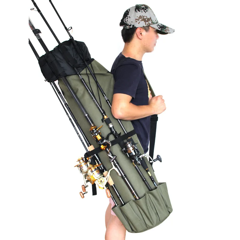 army green Многоцелевой держатель для удочки, держатель для удочки и катушки, органайзер, большая емкость, карман для хранения удочек, многофункциональные дорожные рыболовные снасти - Цвет: army green