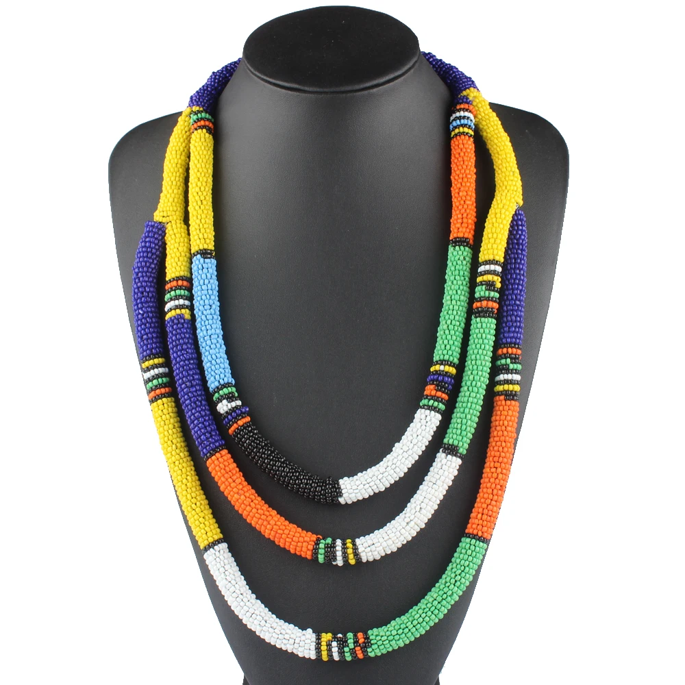 Клэр Цзинь Богемские ожерелья женские трехслойные ручной работы маленькие бусы этнические ожерелья ювелирные изделия в стиле "Бохо" Красочные модные аксессуары