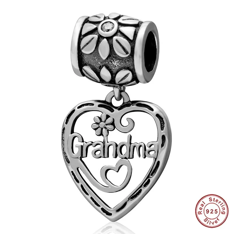 100% подлинные 925 пробы серебряные подвески со словами &quotLove grandma&quot на день матери