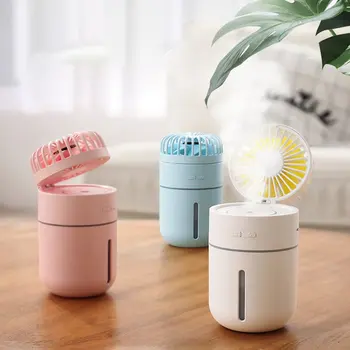 

2000 mAh Battery Fan with Air Humidifier 400ML USB Aroma Essential Oil Diffuser 7Color Night Light ventilador Portable Table Fan