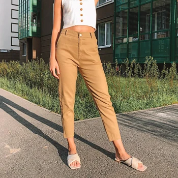 

GIGOGOU S-XL Women Army Green Pants High Waist Trousers Joggers 2020 Chic Straight Overalls Casual Harem Pants Pantalon Femme