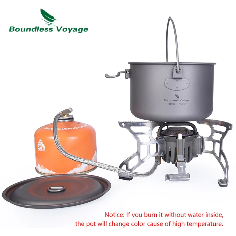  Boundless Voyage Titanium Hanging Pot with Side Handle Camping Picnic Hiking Portable Cookware Fold