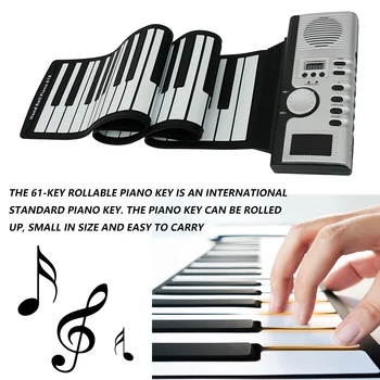 

1 Pcs 61 Keys Roll Up Electronic Piano Portable Foldable Silicone Soft Keyboard Electronic Piano Roll Up MIDI Flexible Piano