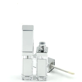 

2020 New Silver Square Clear Lip Gloss Bottle Empty Lipgloss Tube With Mirror Liquid Lip Gloss Refillable Bottles Containers