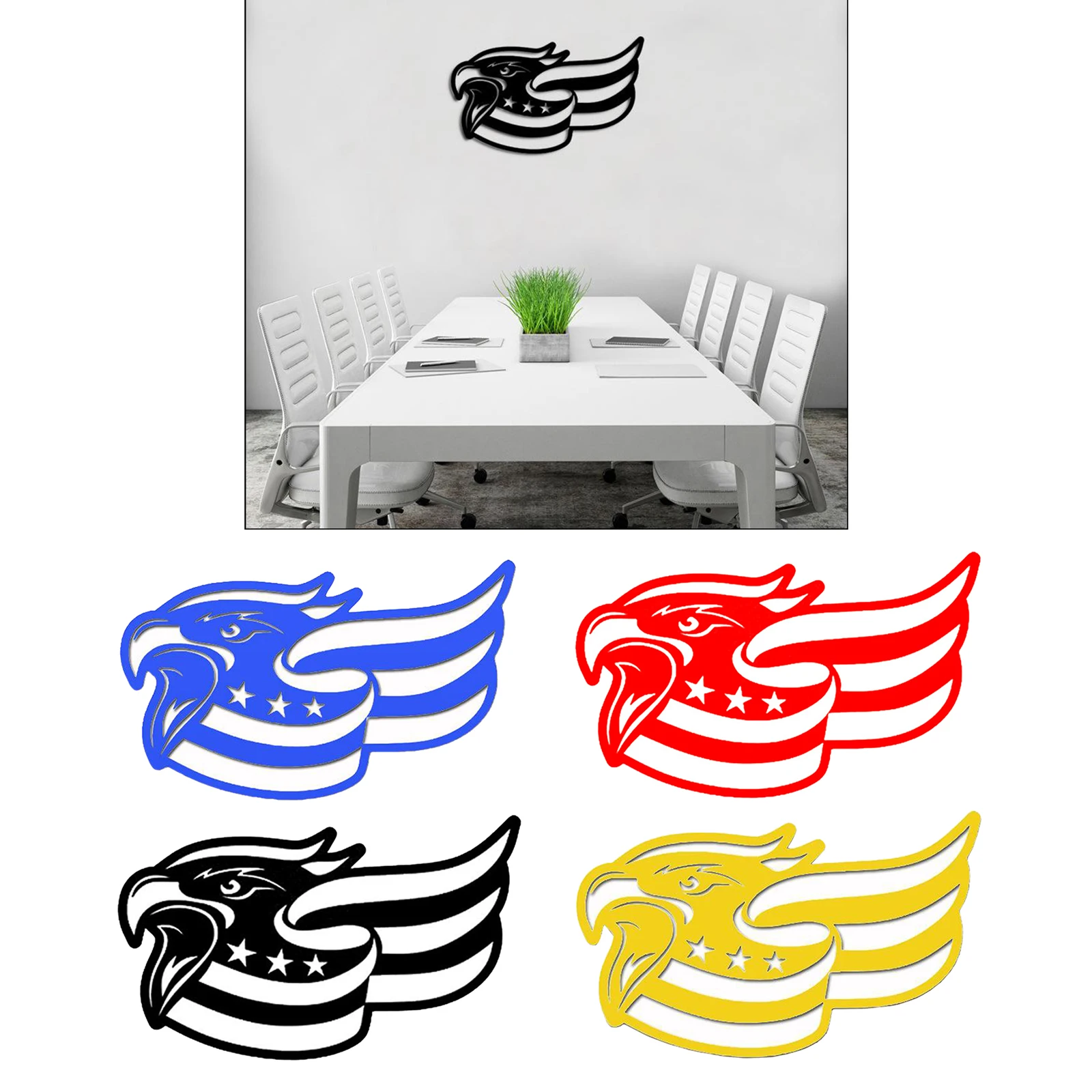 Steel Patriotic Eagle Wall Decor - Bird Head Wall Art for Home, Office, Veteran Gifts