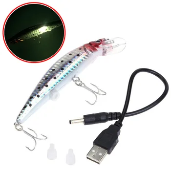

USB Rechargeable Flashing LED light Twitching Fishing Lure 11CM 18G Bait Electric Life-like vibrate fishing Lures 1PCS