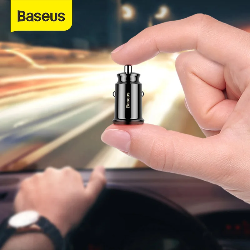 Baseus Mini USB Car Charger For Mobile Phone Tablet GPS 3.1A Fast Charger Car-Charger Dual USB Car Phone Charger Adapter in Car