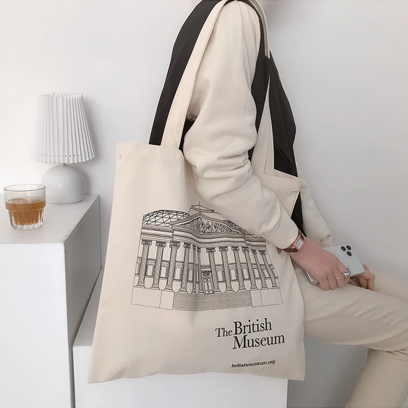 Borsa di tela da donna borsa a tracolla in cotone con stampa museo  britannico borse per la spesa ecologiche borsa Casual semplice per libri in  stoffa per ragazze|Borse a tracolla| - AliExpress