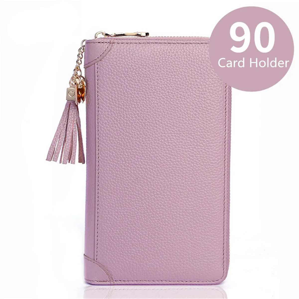 90 Bean Pink Женский держатель для карт, натуральная кожа, кредитный держатель для карт, для мужчин, для путешествий, для паспорта, Длинные кошельки, кошелек, черный, для женщин, бизнес держатель для ID - Цвет: 90 Bean Pink