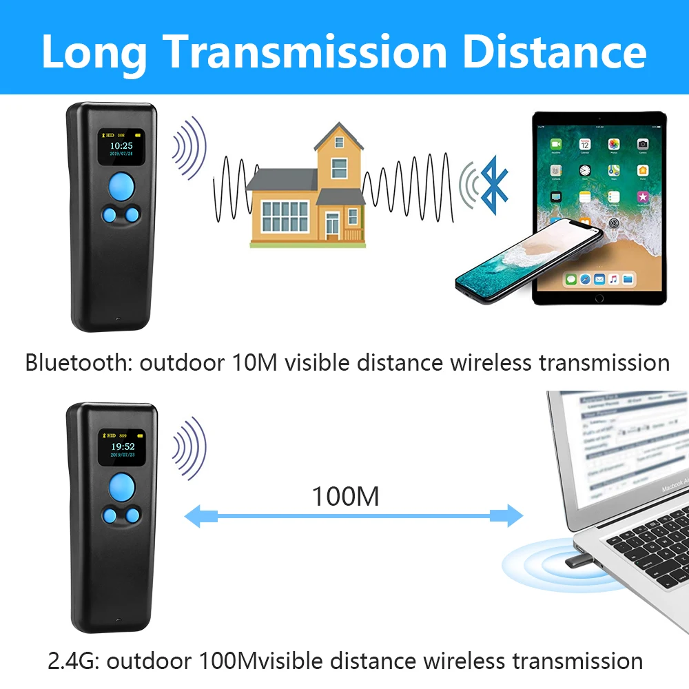 Eyoyo BT55 портативный 1d высокоскоростной Ручной bluetooth Штрих-Код QR код 3 в 1 сканер пистолет совместим с различными приложениями и компьютером