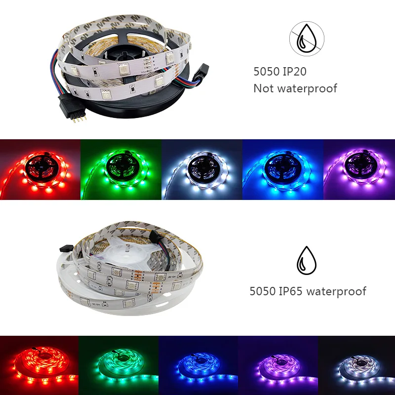 IR WIFI LED Strip Waterproof 5M 15M 20M RGB Led Strip Light 5050 RGB 30 Leds M Flexible Lighting Ribbon Tape Controller Adapter