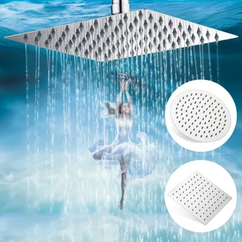 

HOT Round Square Stainless Steel Ultra-thin Shower Heads 10 8 6 Inch Shower Head Water-saving TI99