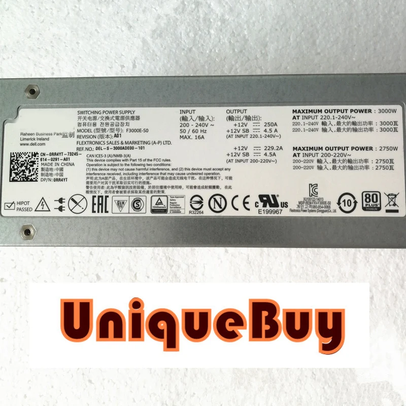 For DELL M1000E Server Power Supply 3000W F3000ES0 E3000ES0 0RR4YT Psu