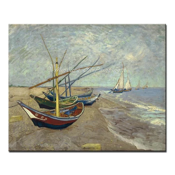 

Fishing Boats On The Beach At Saintes-Maries Of Vincent Van Gogh Hand Made Reproduction Oil Paintings On Canvas Wall Art Picture