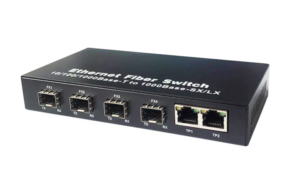 Гигабитный Ethernet-коммутатор волоконно-оптический медиа конвертер 4 волокна модулем программирования в производственных условиях Порты и разъёмы 2 RJ45 10/100/1000 м UTP волокна Порты и разъёмы